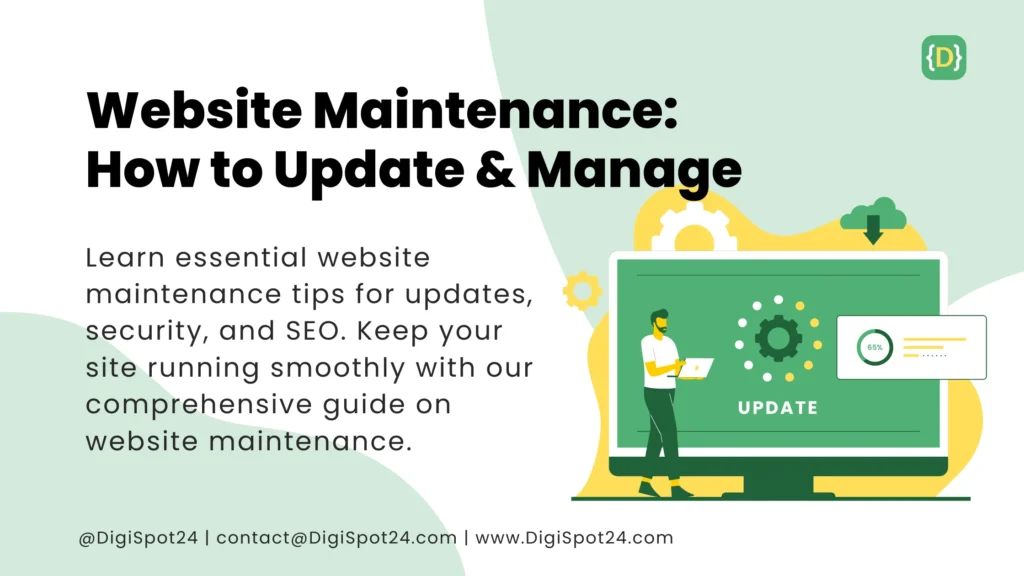 Website Maintenance: How to Update & Manage - A person working on a laptop, updating a website